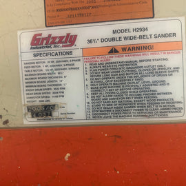 Wide belt  sander. Grizzly two head 67" X 60" belts.  Single 15 HP.  220-volt motor. Can be seen running.  New cost $20,250.    Asking $7,500.00